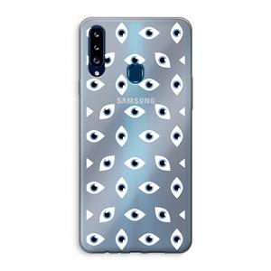 CaseCompany Eyes pattern: Samsung Galaxy A20s Transparant Hoesje
