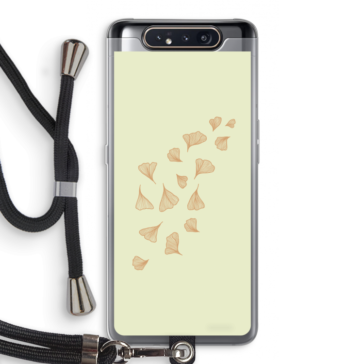 CaseCompany Falling Leaves: Samsung Galaxy A80 Transparant Hoesje met koord