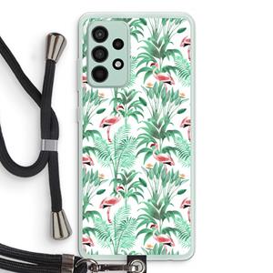 CaseCompany Flamingo bladeren: Samsung Galaxy A52s 5G Transparant Hoesje met koord