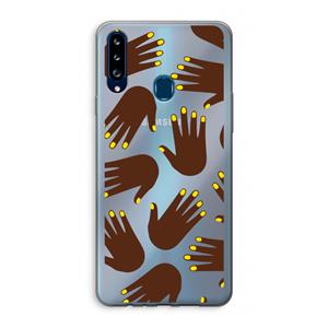 CaseCompany Hands dark: Samsung Galaxy A20s Transparant Hoesje