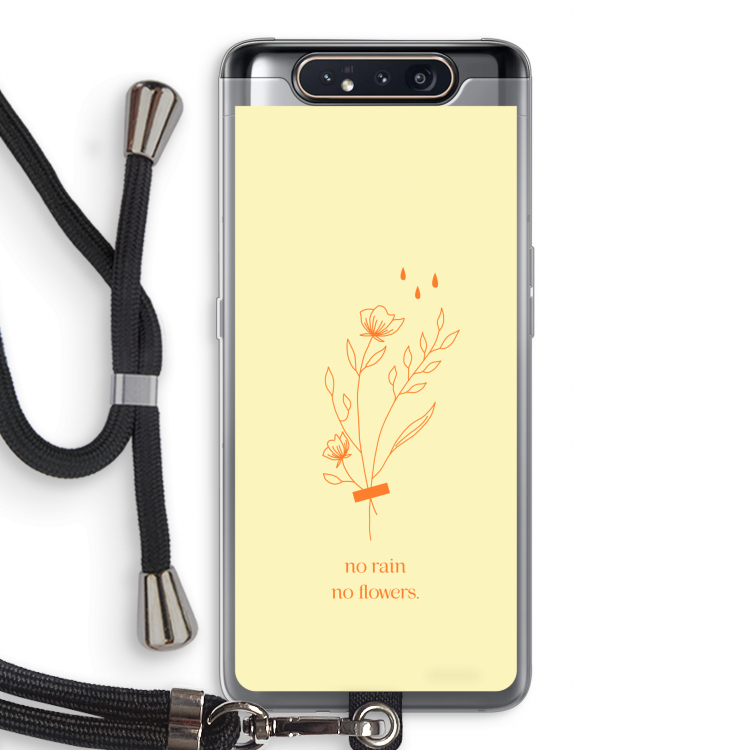 CaseCompany No rain no flowers: Samsung Galaxy A80 Transparant Hoesje met koord