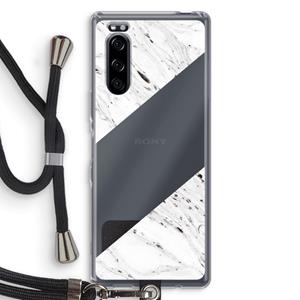 CaseCompany Biggest stripe: Sony Xperia 5 Transparant Hoesje met koord