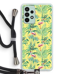 CaseCompany Flamingo party: Samsung Galaxy A52s 5G Transparant Hoesje met koord
