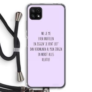 CaseCompany Relatief: Samsung Galaxy A22 5G Transparant Hoesje met koord