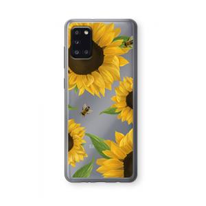 CaseCompany Sunflower and bees: Samsung Galaxy A31 Transparant Hoesje