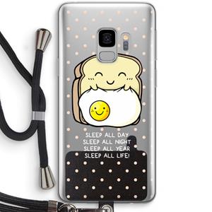 CaseCompany Sleep All Day: Samsung Galaxy S9 Transparant Hoesje met koord
