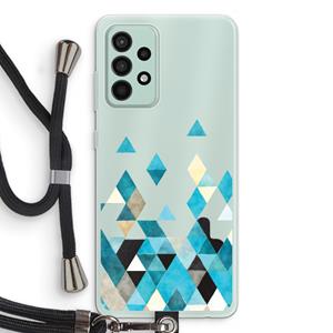 CaseCompany Gekleurde driehoekjes blauw: Samsung Galaxy A52s 5G Transparant Hoesje met koord