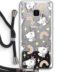 CaseCompany Rainbow Unicorn: Samsung Galaxy S9 Transparant Hoesje met koord