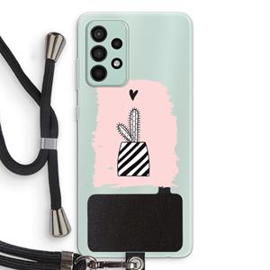 CaseCompany Zwart-wit cactus: Samsung Galaxy A52s 5G Transparant Hoesje met koord