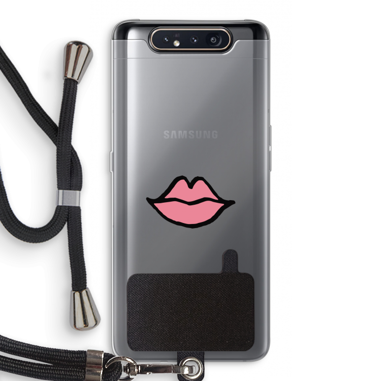 CaseCompany Kusje: Samsung Galaxy A80 Transparant Hoesje met koord