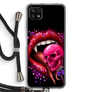 CaseCompany Dodelijk zoet: Samsung Galaxy A22 5G Transparant Hoesje met koord