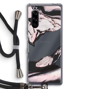 CaseCompany Roze stroom: Sony Xperia 5 Transparant Hoesje met koord