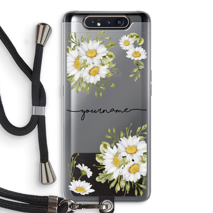CaseCompany Daisies: Samsung Galaxy A80 Transparant Hoesje met koord