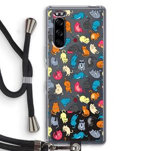CaseCompany Kleurrijke katten: Sony Xperia 5 Transparant Hoesje met koord