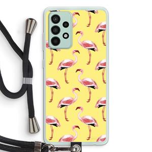CaseCompany Flamingo's geel: Samsung Galaxy A52s 5G Transparant Hoesje met koord