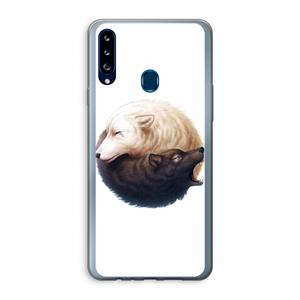 CaseCompany Yin Yang Wolves: Samsung Galaxy A20s Transparant Hoesje