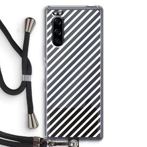 CaseCompany Strepen zwart-wit: Sony Xperia 5 Transparant Hoesje met koord