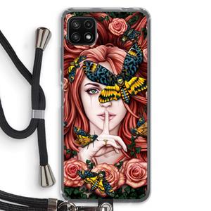 CaseCompany Lady Moth: Samsung Galaxy A22 5G Transparant Hoesje met koord
