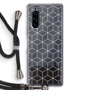 CaseCompany Zwart-witte kubussen: Sony Xperia 5 Transparant Hoesje met koord