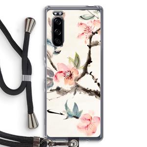 CaseCompany Japanse bloemen: Sony Xperia 5 Transparant Hoesje met koord