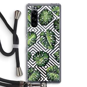 CaseCompany Geometrische jungle: Sony Xperia 5 Transparant Hoesje met koord