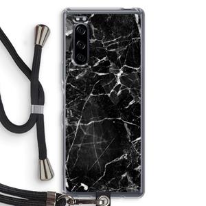 CaseCompany Zwart Marmer 2: Sony Xperia 5 Transparant Hoesje met koord
