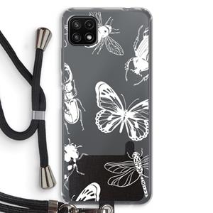 CaseCompany Tiny Bugs: Samsung Galaxy A22 5G Transparant Hoesje met koord