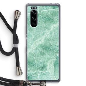CaseCompany Groen marmer: Sony Xperia 5 Transparant Hoesje met koord