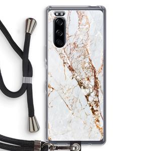CaseCompany Goud marmer: Sony Xperia 5 Transparant Hoesje met koord