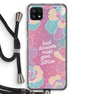 CaseCompany Good stories: Samsung Galaxy A22 5G Transparant Hoesje met koord