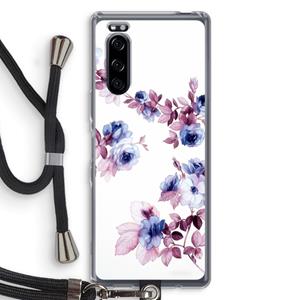 CaseCompany Waterverf bloemen: Sony Xperia 5 Transparant Hoesje met koord