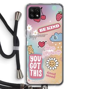 CaseCompany Positivity: Samsung Galaxy A22 5G Transparant Hoesje met koord