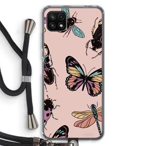 CaseCompany Tiny Bugs: Samsung Galaxy A22 5G Transparant Hoesje met koord