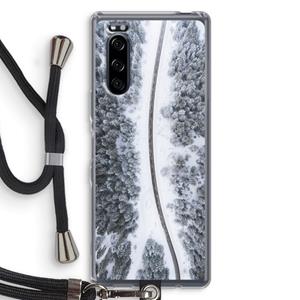 CaseCompany Snøfall: Sony Xperia 5 Transparant Hoesje met koord