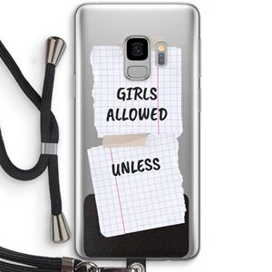 CaseCompany No Girls Allowed Unless: Samsung Galaxy S9 Transparant Hoesje met koord