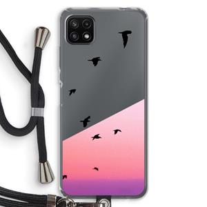 CaseCompany Fly away: Samsung Galaxy A22 5G Transparant Hoesje met koord