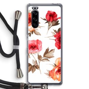 CaseCompany Roosjes: Sony Xperia 5 Transparant Hoesje met koord