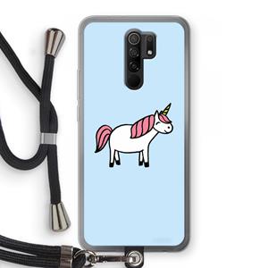 CaseCompany Eenhoorn: Xiaomi Redmi 9 Transparant Hoesje met koord