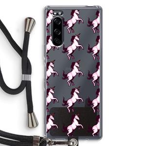 CaseCompany Musketon Unicorn: Sony Xperia 5 Transparant Hoesje met koord