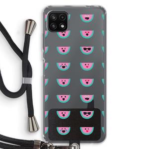 CaseCompany Smiley watermeloenprint: Samsung Galaxy A22 5G Transparant Hoesje met koord