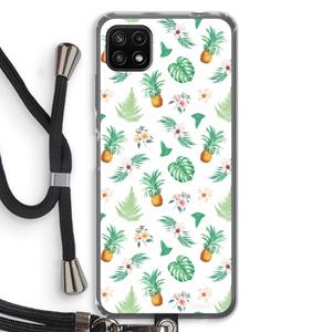 CaseCompany Ananas bladeren: Samsung Galaxy A22 5G Transparant Hoesje met koord