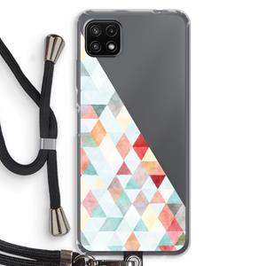CaseCompany Gekleurde driehoekjes pastel: Samsung Galaxy A22 5G Transparant Hoesje met koord