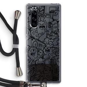 CaseCompany Vexx Black City : Sony Xperia 5 Transparant Hoesje met koord