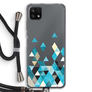 CaseCompany Gekleurde driehoekjes blauw: Samsung Galaxy A22 5G Transparant Hoesje met koord
