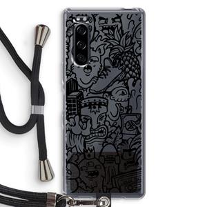 CaseCompany Vexx Black Mixtape: Sony Xperia 5 Transparant Hoesje met koord