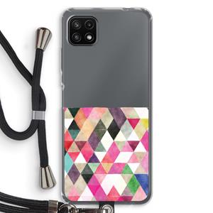 CaseCompany Gekleurde driehoekjes: Samsung Galaxy A22 5G Transparant Hoesje met koord