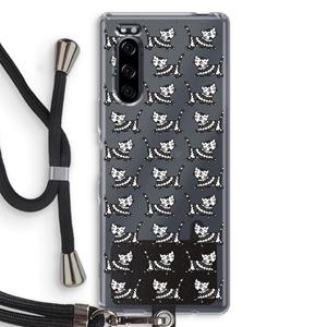 CaseCompany Zwarte poes: Sony Xperia 5 Transparant Hoesje met koord