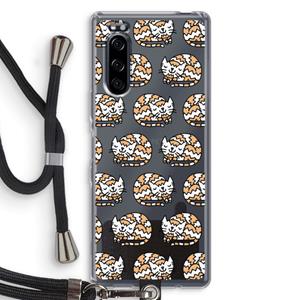 CaseCompany Slapende poes: Sony Xperia 5 Transparant Hoesje met koord