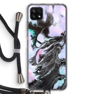 CaseCompany Pastel zwart: Samsung Galaxy A22 5G Transparant Hoesje met koord