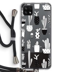 CaseCompany Cactusmotief: Samsung Galaxy A22 5G Transparant Hoesje met koord